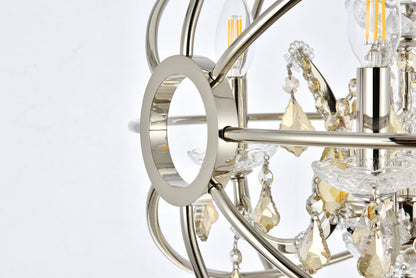 Geneva 4 light polished nickel Pendant Golden Teak (Smoky) Royal Cut crystal