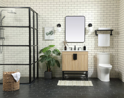 30 inch Single bathroom vanity in mango wood with backsplash