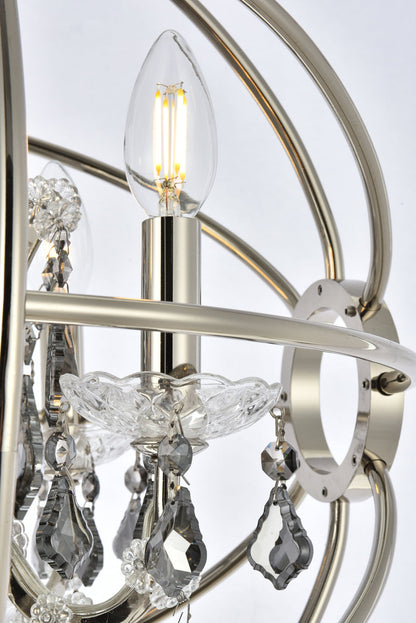 Geneva 4 light polished nickel Pendant Silver Shade (Grey) Royal Cut crystal