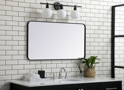 Soft corner metal rectangular mirror 22x40 inch in Black