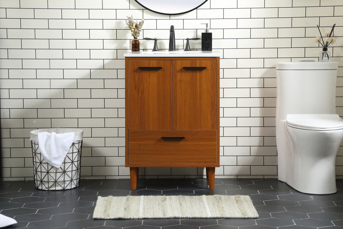 24 inch bathroom vanity in Teak