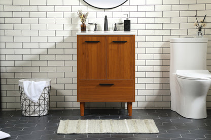24 inch bathroom vanity in Teak