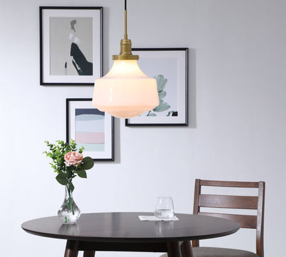 Lyle 1 light Brass and frosted white glass pendant