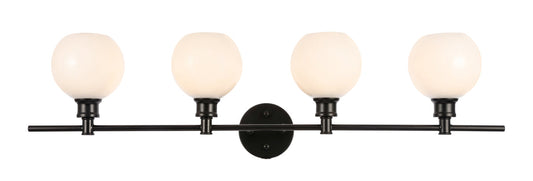 Collier 4 light Black and Frosted white glass Wall sconce