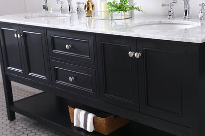 72 in. double sink bathroom vanity set in Black
