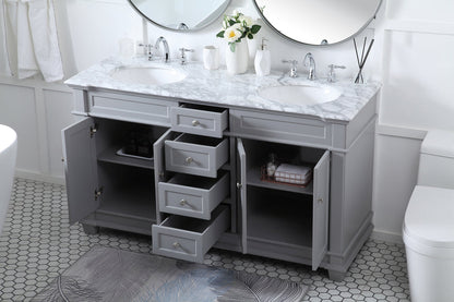 60 inch Double Bathroom Vanity set in Grey
