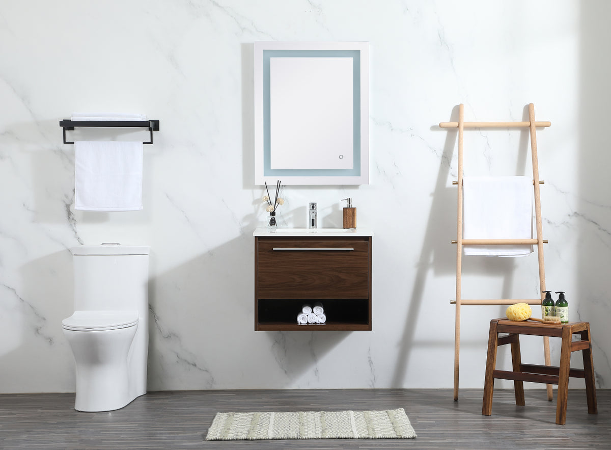 24 inch Single bathroom vanity in walnut