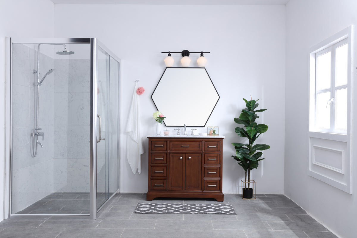 Gene 3 light Black and Frosted white glass Wall sconce