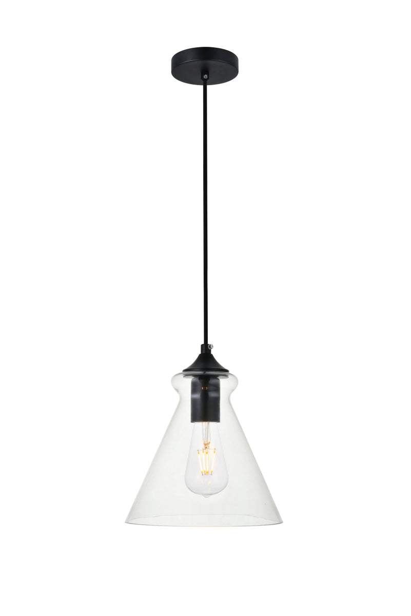 Destry 1 Light Black Pendant With Clear Glass