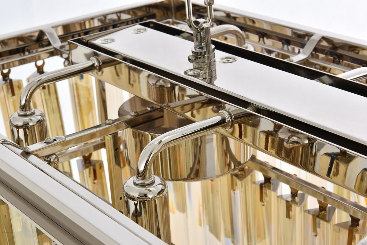 Sydney 12 light polished nickel Chandelier Golden Teak (Smoky) Royal Cut Crystal