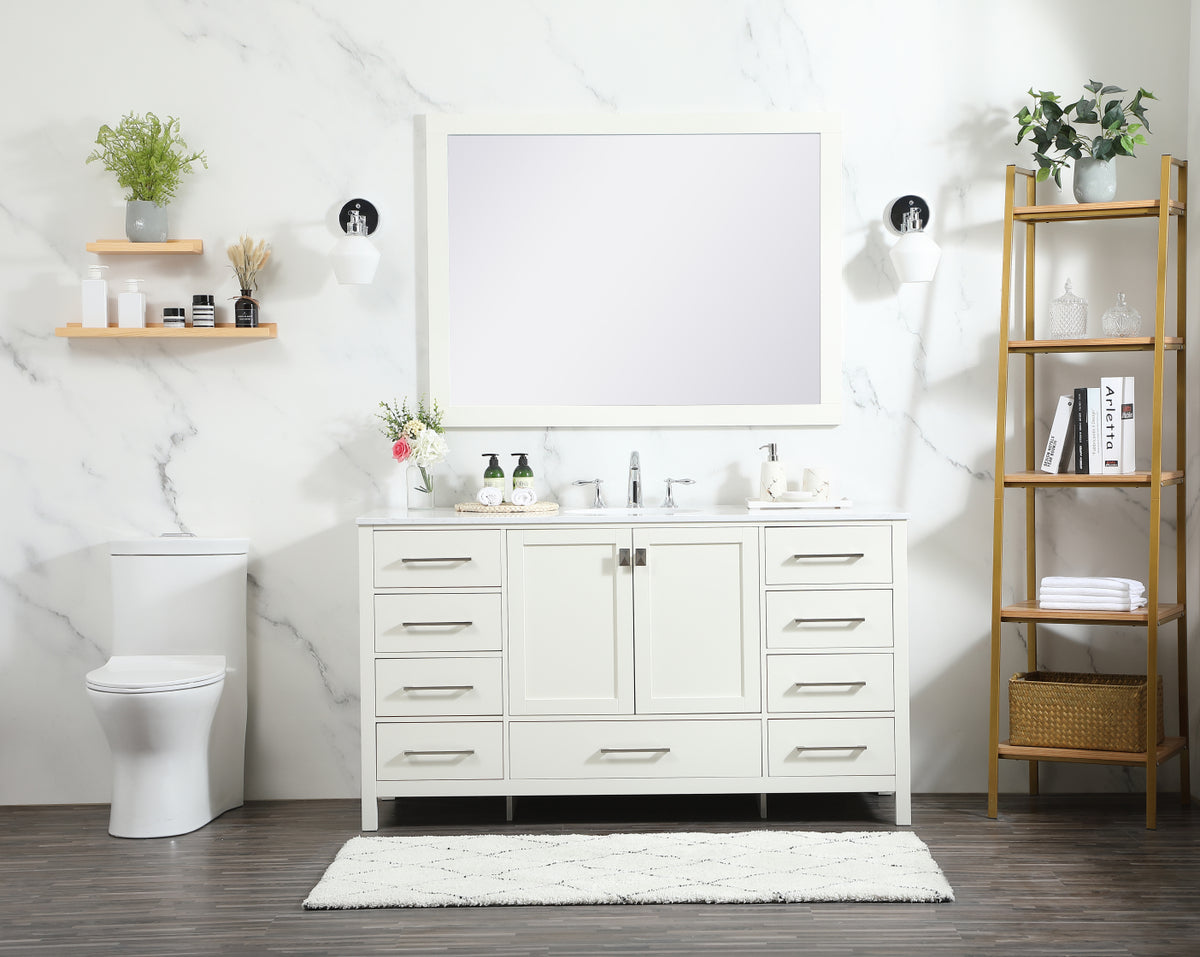 60 inch Single bathroom vanity in white