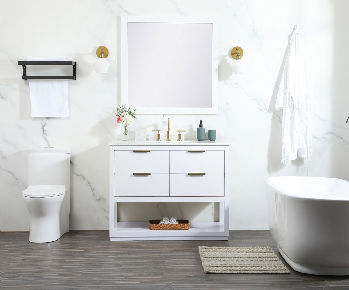42 inch Single bathroom vanity in white