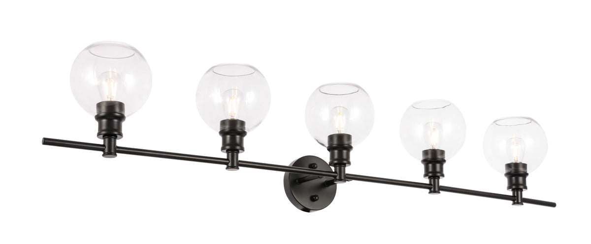 Collier 5 light Black and Clear glass Wall sconce