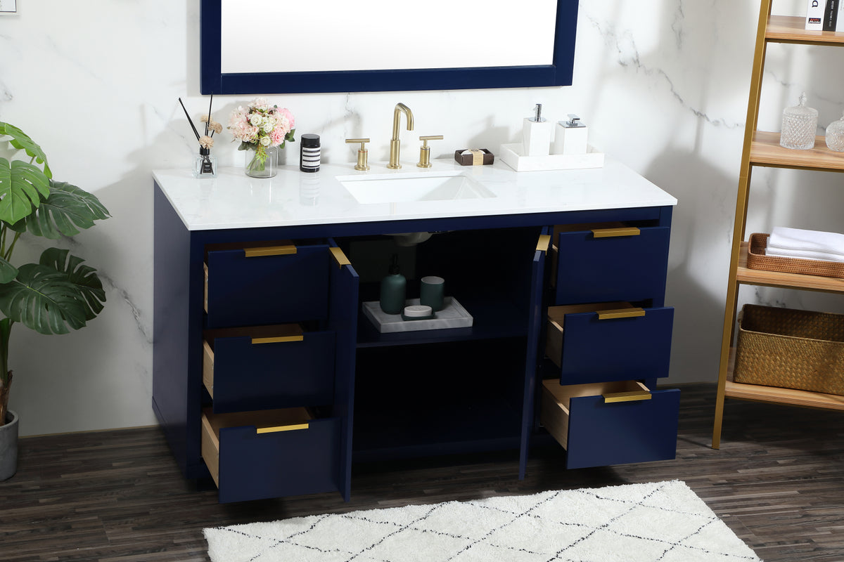 60 inch Single bathroom vanity in blue
