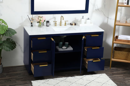 60 inch Single bathroom vanity in blue