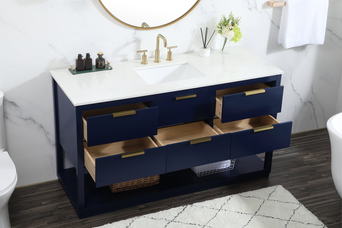 60 inch Single bathroom vanity in blue