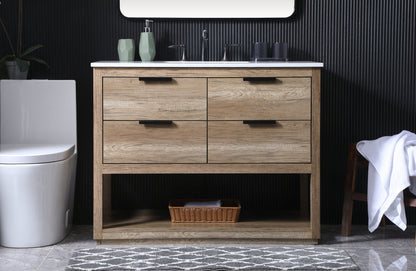 42 Inch SIngle Bathroom Vanity In Natural Oak