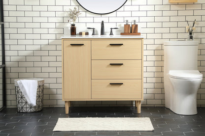 36 inch bathroom vanity in Maple with backsplash