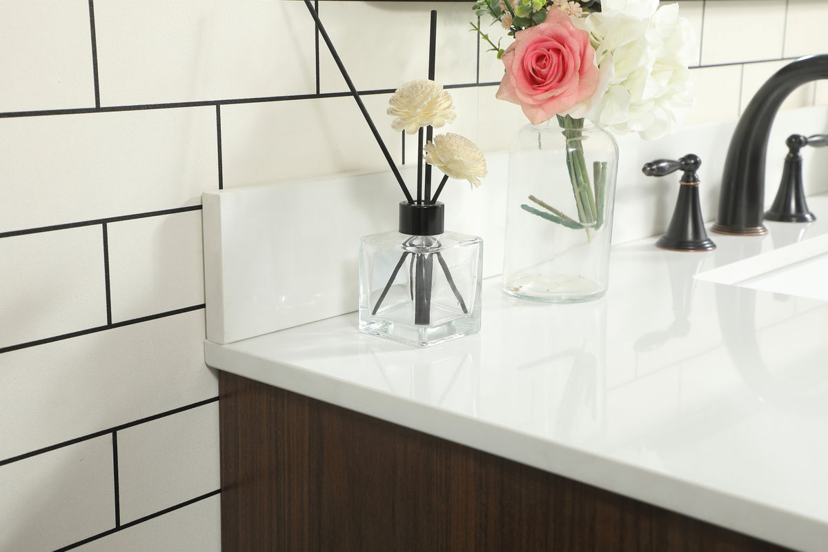48 inch Single bathroom vanity in walnut with backsplash