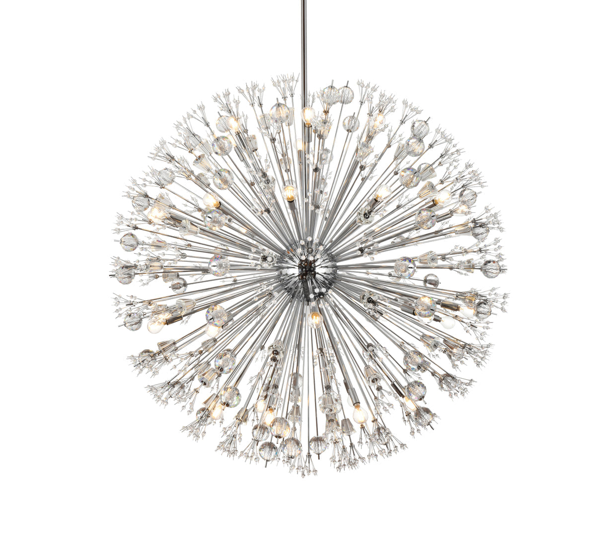 Vera 50 inch crystal starburst round pendant in chrome