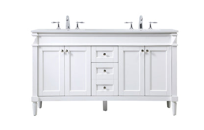 60 inch double bathroom vanity in white