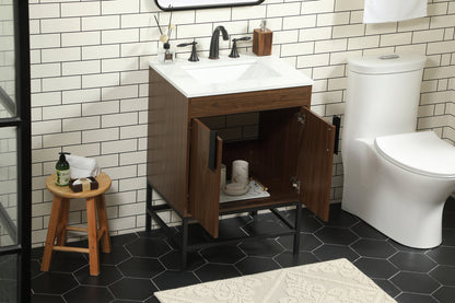 24 inch Single bathroom vanity in walnut