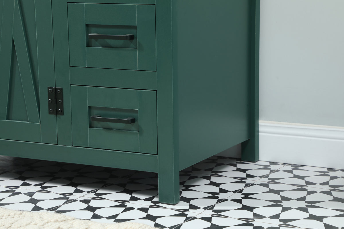 32 inch Single bathroom vanity in green with backsplash