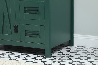 32 inch Single bathroom vanity in green with backsplash