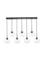 Baxter 7 Lights Black Pendant With Clear Glass