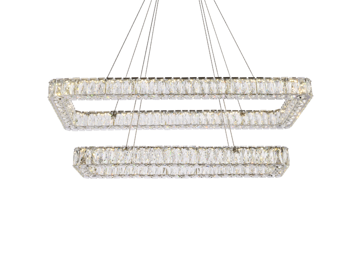 Monroe 42 inch LED double rectangle pendant in chrome