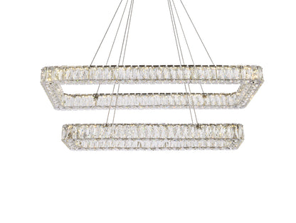 Monroe 42 inch LED double rectangle pendant in chrome