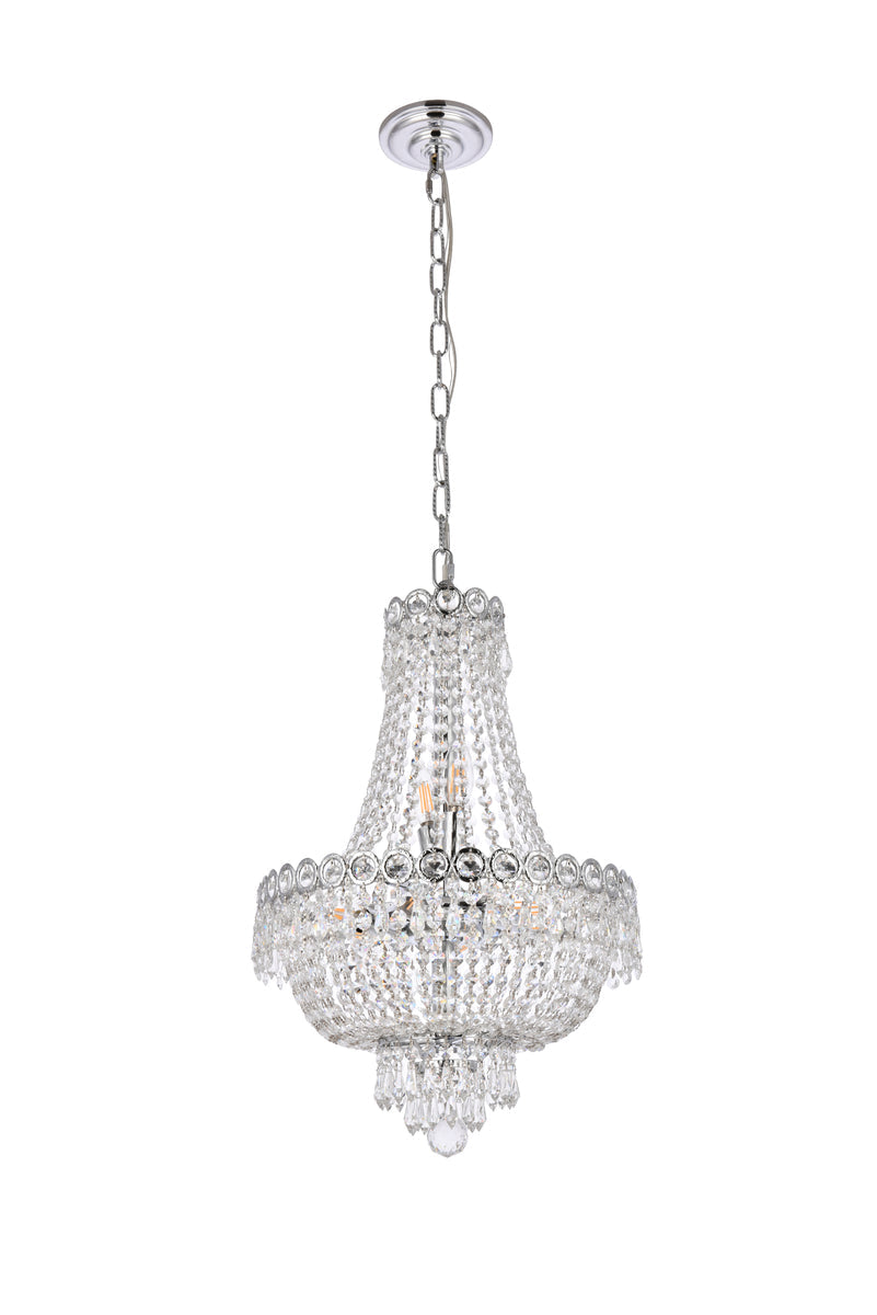 Century 8 light Chrome Pendant Clear Royal Cut Crystal