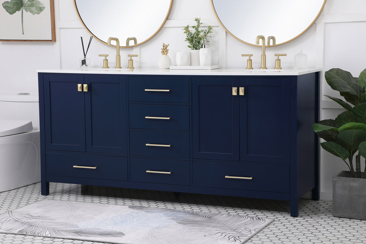 72 inch Double Bathroom Vanity in Blue