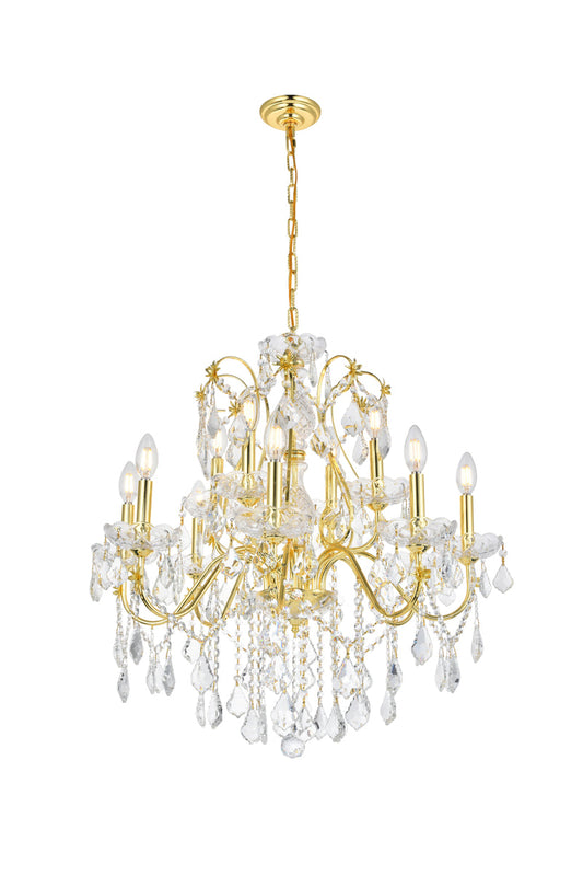 St. Francis 12 light Gold Chandelier Clear Royal Cut Crystal