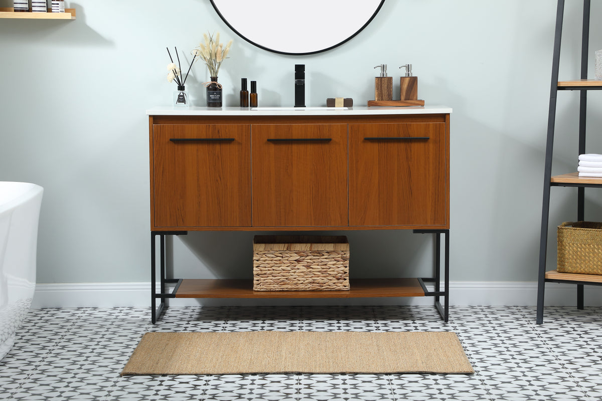 48 inch Single bathroom vanity in teak