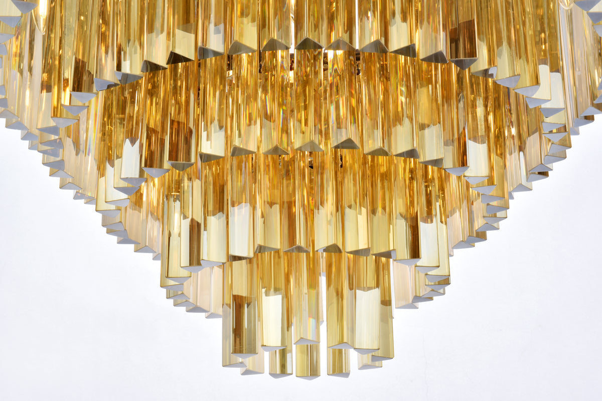 Sydney 17 light polished nickel Flush Mount Golden Teak (Smoky) Royal Cut Crystal