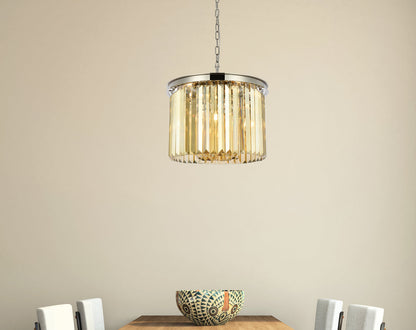 Sydney 6 light polished nickel Pendant Golden Teak (Smoky) Royal Cut Crystal
