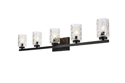 Cassie 5 lights bath sconce in black with clear shade