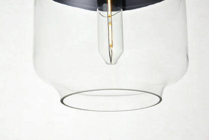 Ashwell 1 Light Black Pendant With Clear Glass