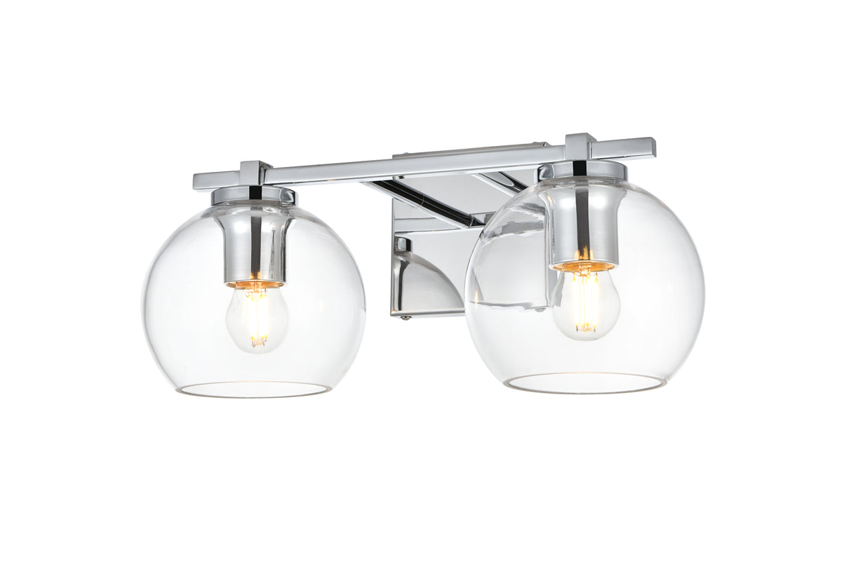 Juelz 2 light Chrome and Clear Bath Sconce