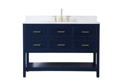 48 inch Single bathroom vanity in blue with backsplash