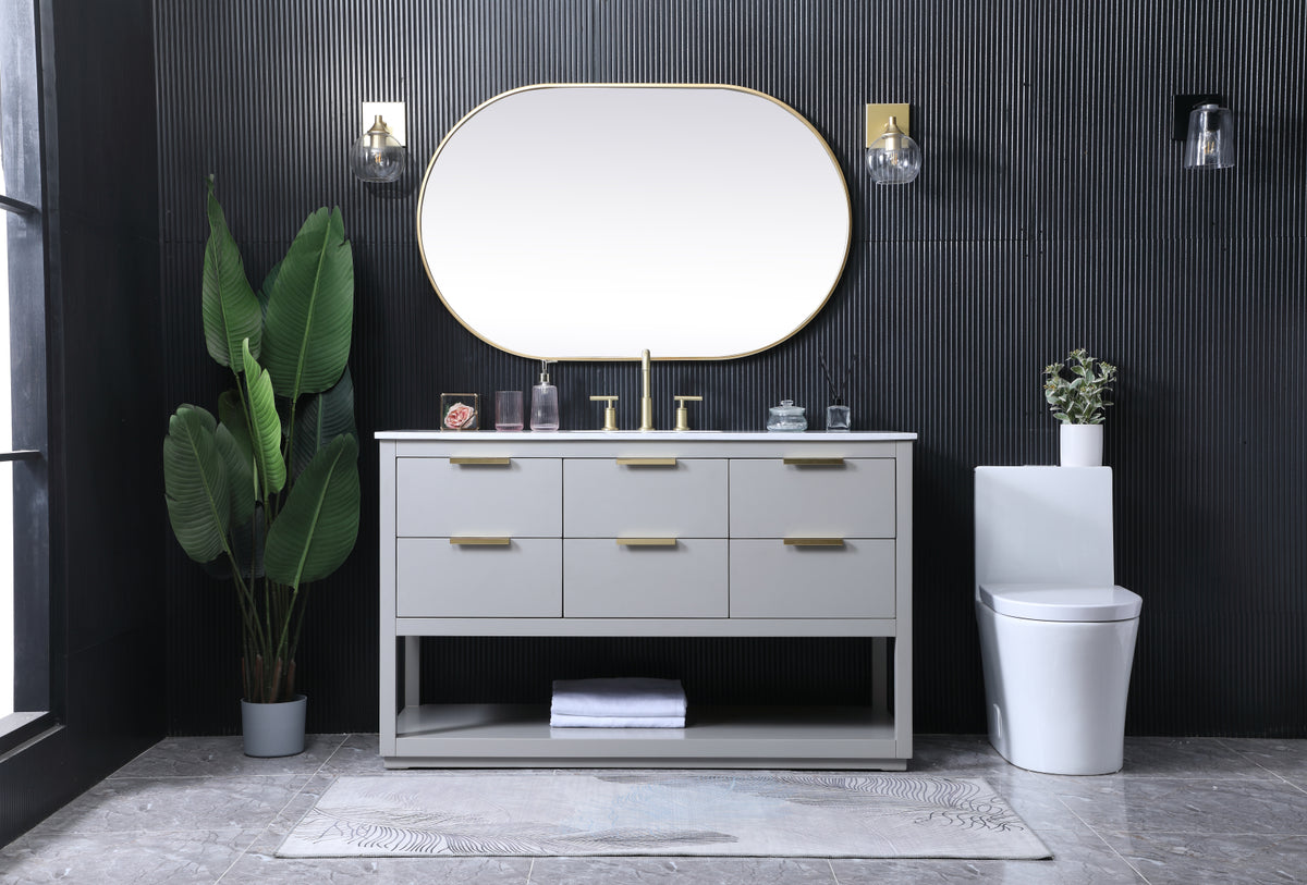54 Inch SIngle Bathroom Vanity In Grey