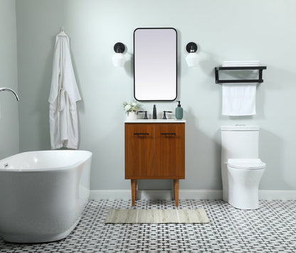 24 inch Single bathroom vanity in teak with backsplash