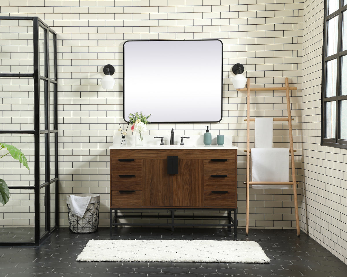 48 inch Single bathroom vanity in walnut with backsplash