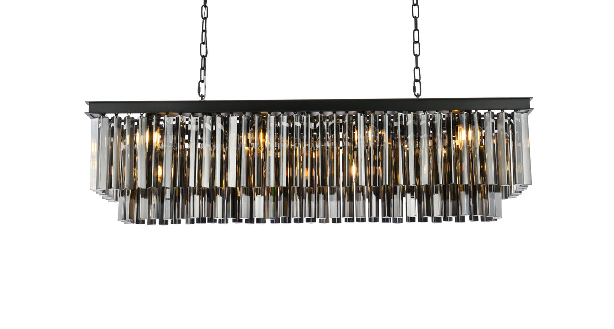 Sydney 12 light Matte Black Chandelier Silver Shade (Grey) Royal Cut Crystal