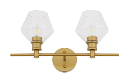 Gene 2 light Brass and Clear glass Wall sconce