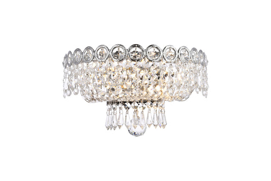 Century 2 light Chrome Wall Sconce Clear Royal Cut Crystal