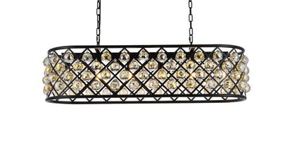 Madison 6 light Matte Black Chandelier Golden Teak (Smoky) Royal Cut Crystal