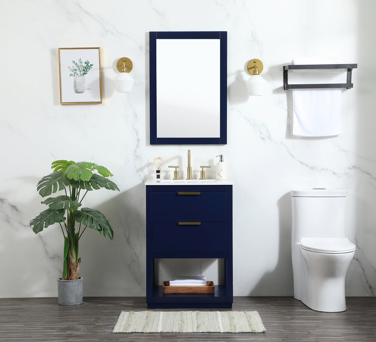 24 inch Single bathroom vanity in blue