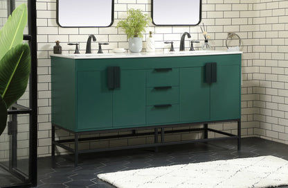 60 inch double bathroom vanity in green